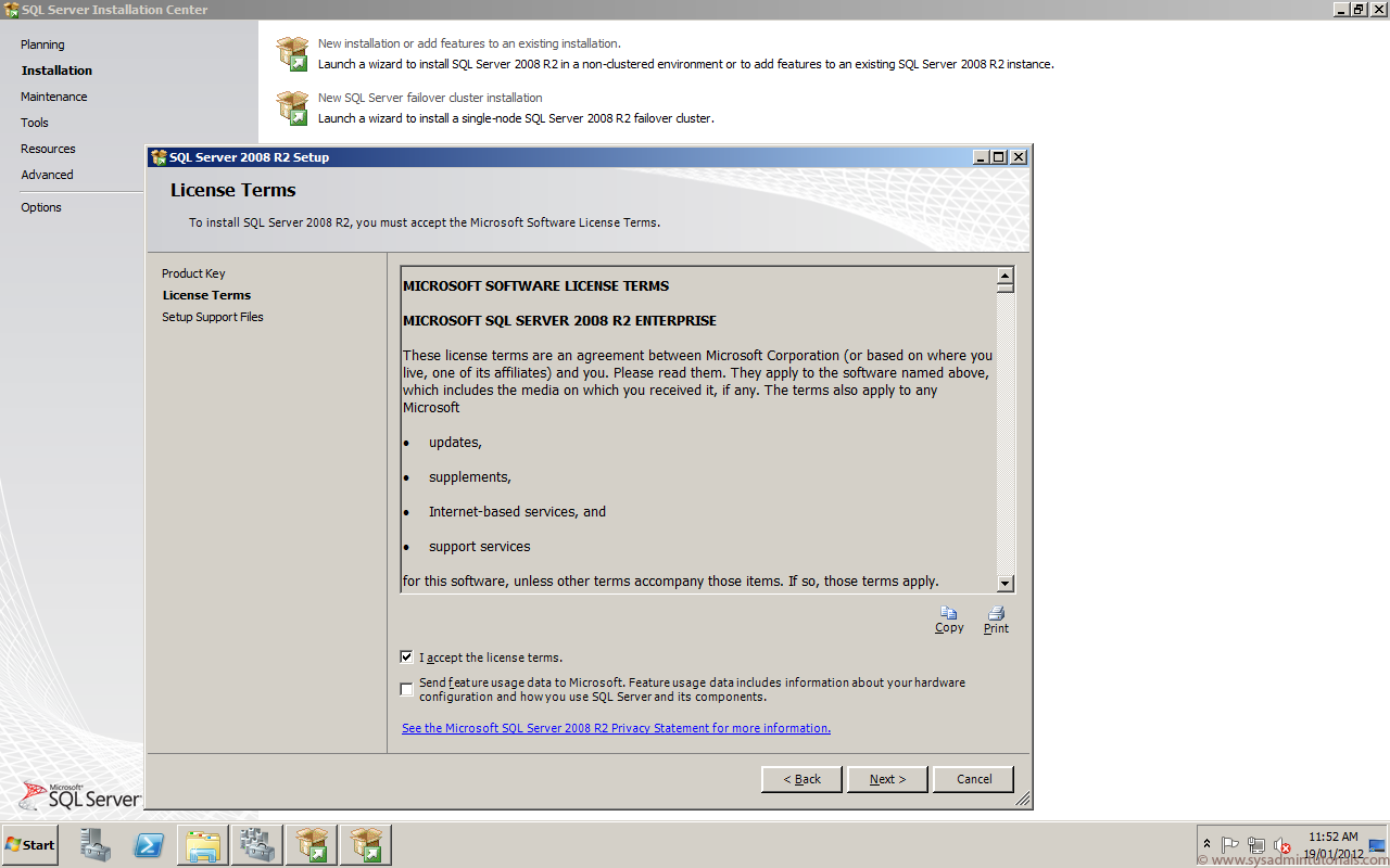 Microsoft SQL Server 2008 R2 Cluster Setup